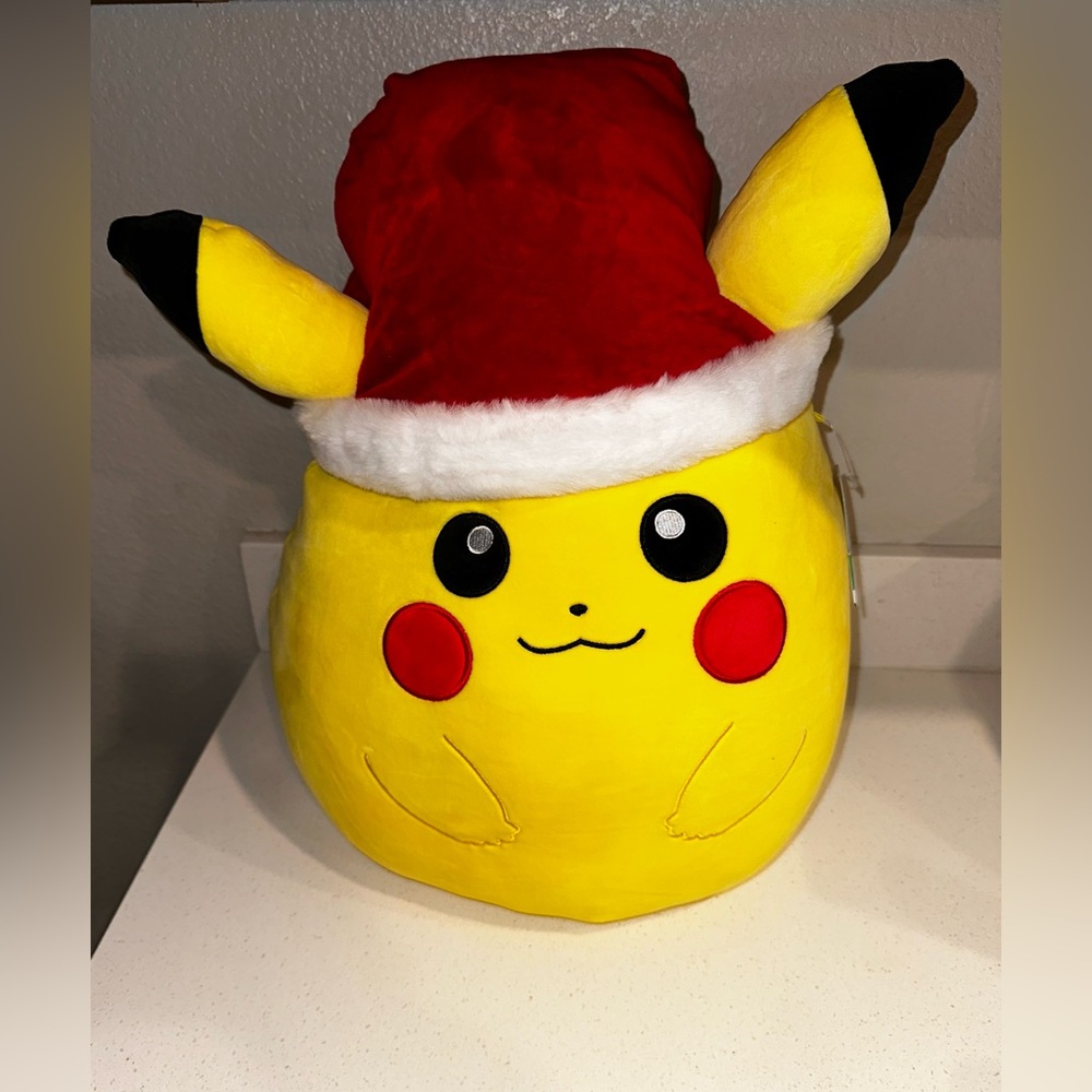 Pokemon Pikachu 14" Squishmallows Holiday Plush Santa Christmas In Hand 14 Inch